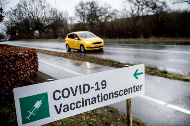 A Covid-19 vaccination centre in Denmark. The number of Covid-19 vaccination bookings spiked this week amid surging cases and the return of the country's Covid-19 health pass.