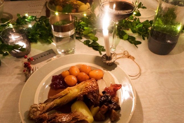 A Danish dining table on Christmas Eve.