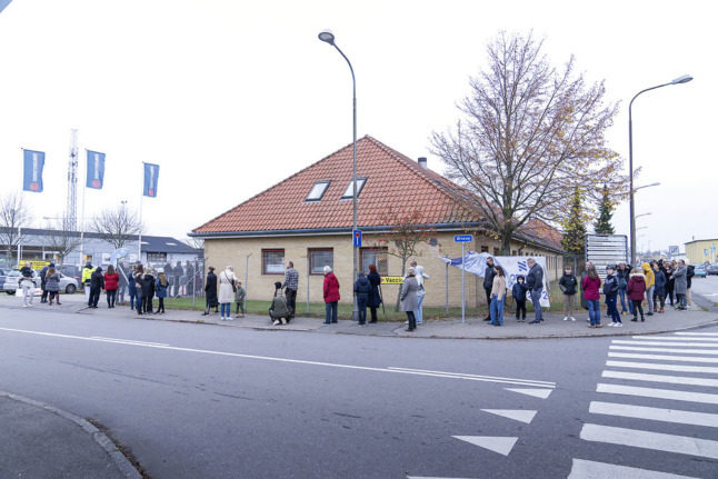 People queue for Covid-19 tests in November 2021. Denmark on December 10th reported a jump in the number of cases caused by the omicron variant.