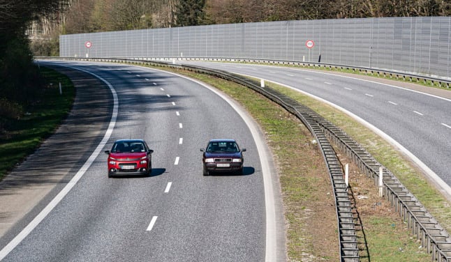 Cars on a Danish motorway in April 2020. A lower accident rate, linked to reduced traffic resulting from Covid-19, has led to some insurance companies cutting premiums.