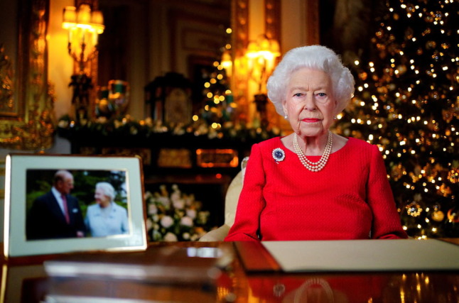 Britain's Queen Elizabeth II during her Christmas Day address to the country in 2021.