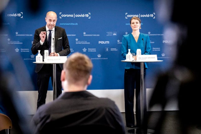 Danish health minister Magnus Heunicke and culture minister Ane Halsboe-Jørgensen present changes to the country's Covid-19 restrictions. The new rules take effect on January 16th.